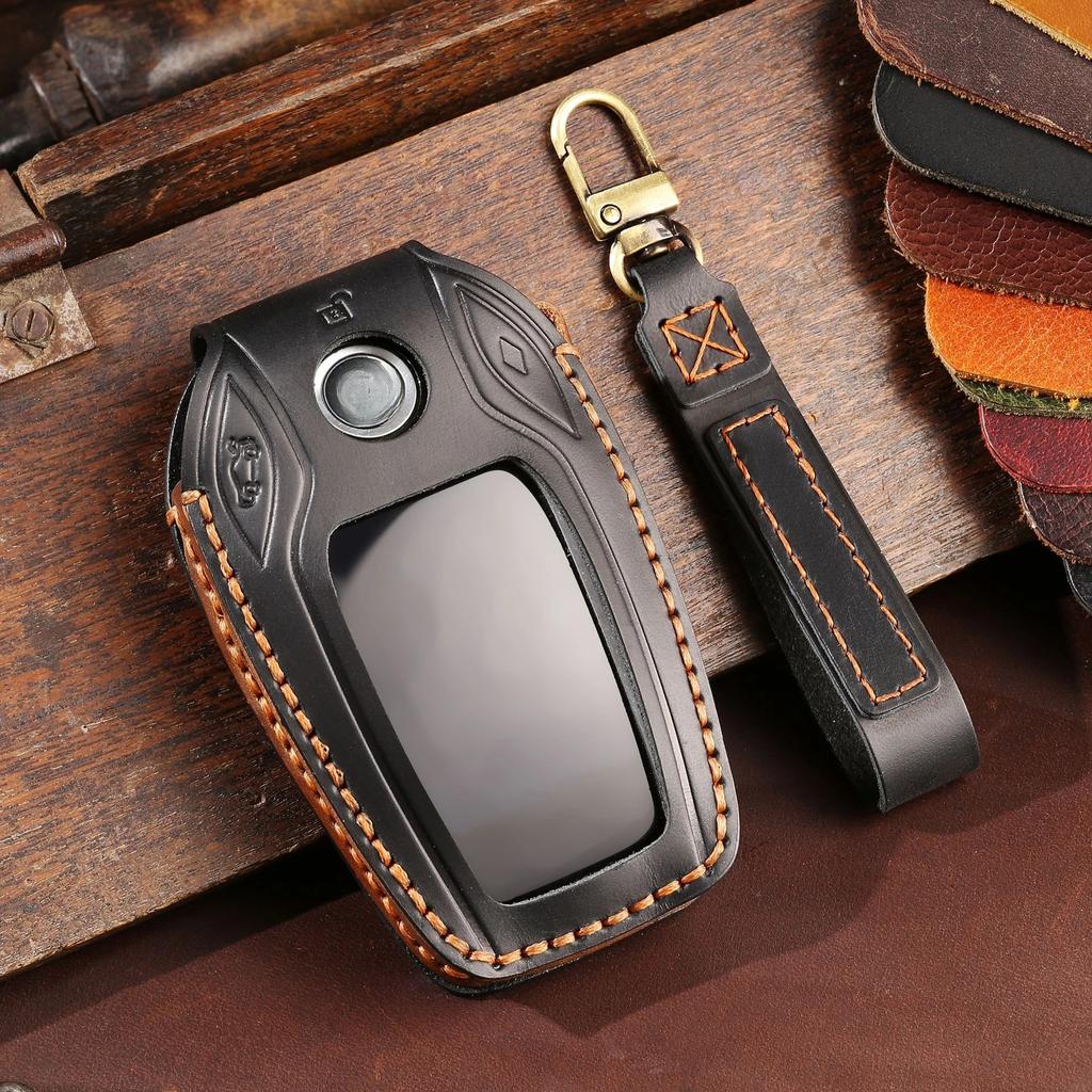 Leather Car Key Case LCD Smart Remote Cover LED Display Shell Bag for BMW G11 G12 G30 G31 G01 G02 5 7 Series X5 X7 M5 M8 M760Li