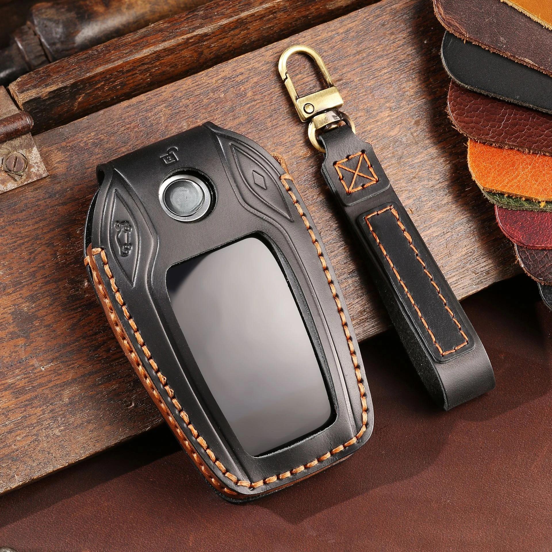 

Interior Mouldings Leather Car Key Case LCD Smart Remote Cover LED Display Shell Bag for BMW G11 G12 G30 G31 G01 G02 5 7 Series чёрный