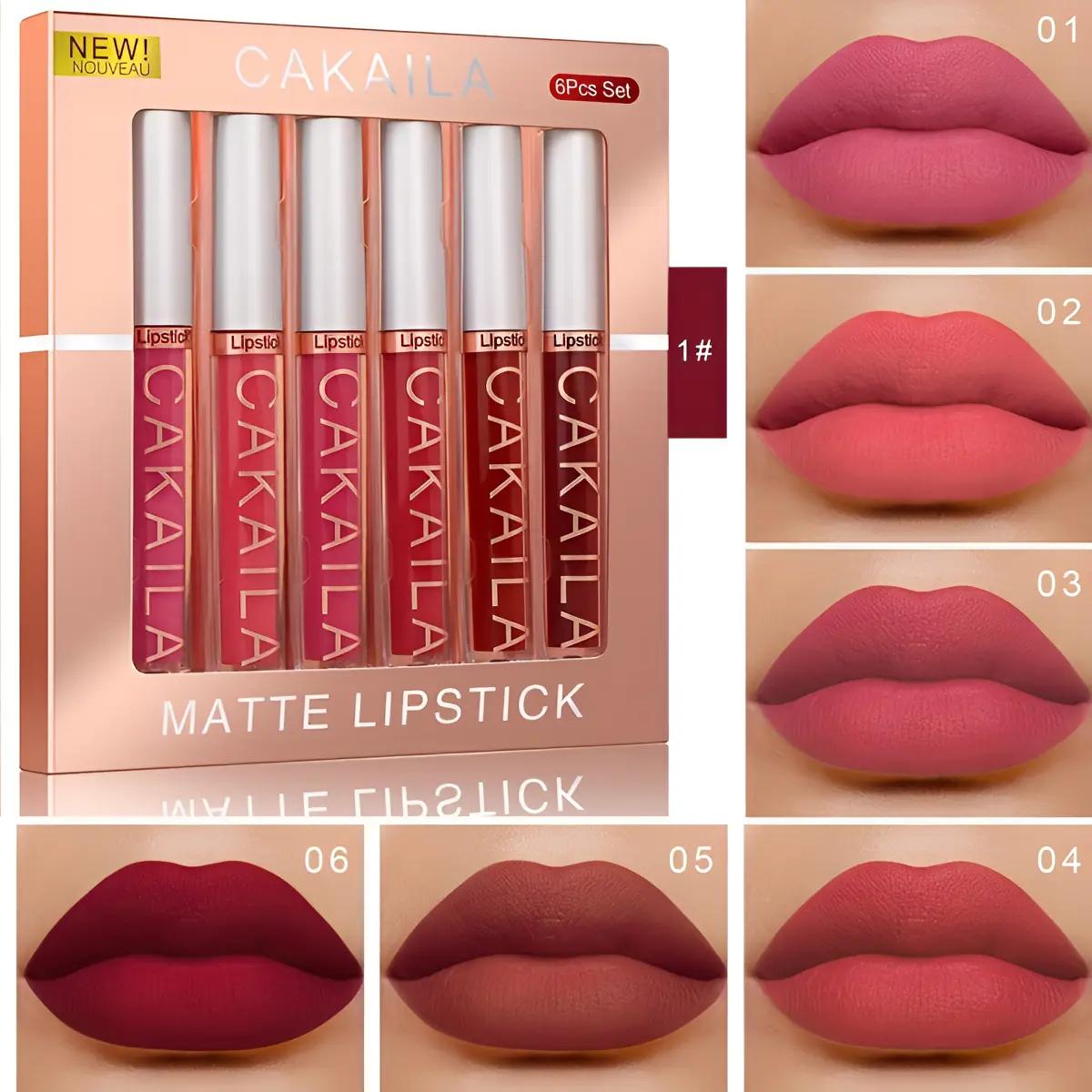 Cakaila Matte Lip Gloss Set 6pcs Long Lasting