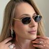 Trendy Retro Small-Frame Oval Metal Sunglasses – Stylish Outdoor Sun Protection Eyewear