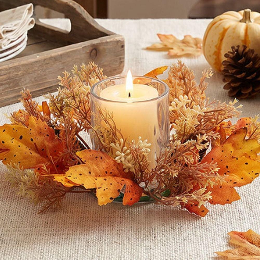 Fade Resistant Artificial Maple Mini Wreath Rustic Harvest Wreath Pumpkin Garland  Tabletop Decor