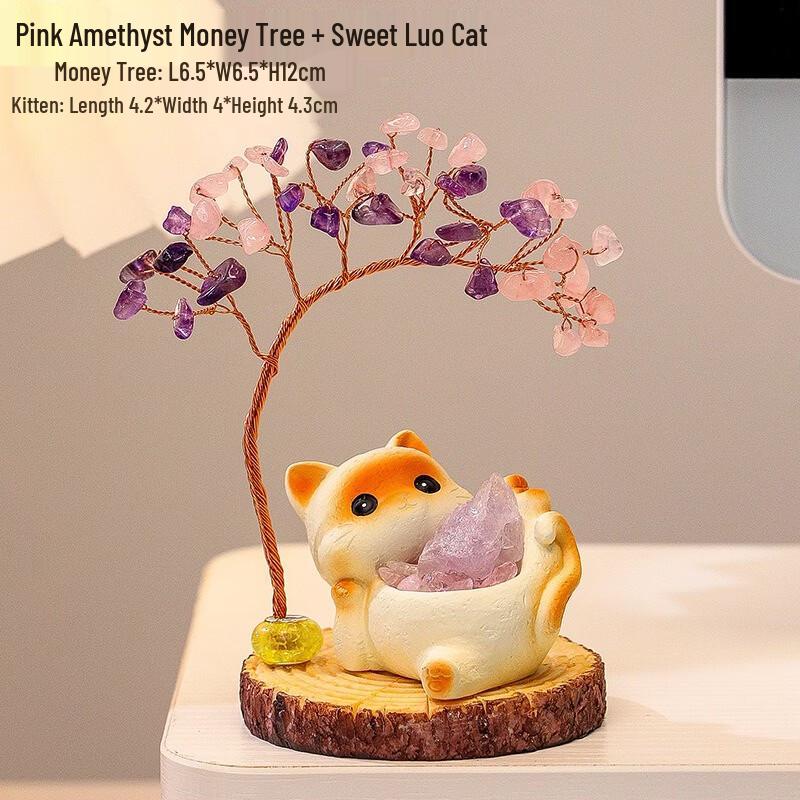 Счастливый Кот Хрустальное Денежное Дерево Украшение