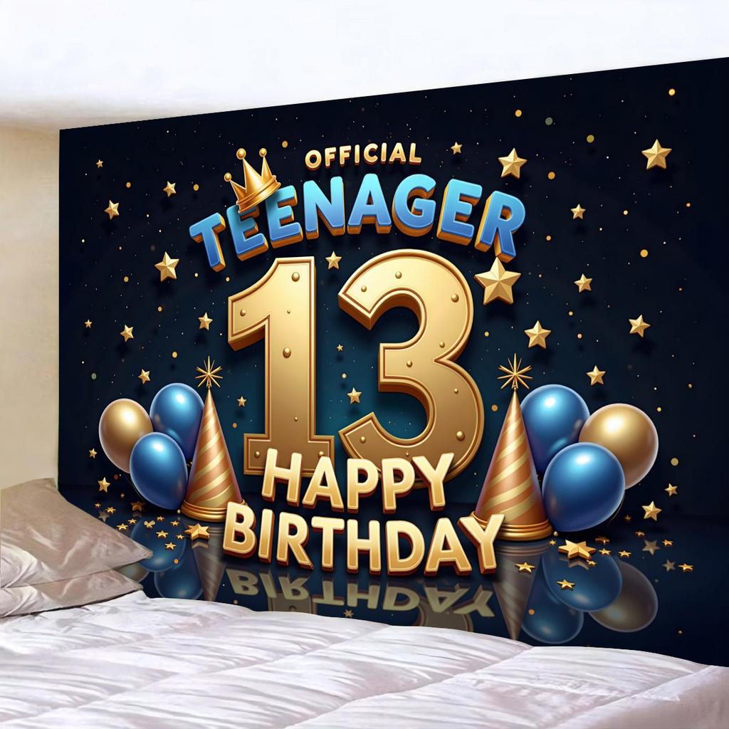 Fabric 13th birthday background party banner featuring birthday and design suitable for event decoration