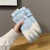 Oxford Cloth Plush Thickened Gloves Coral Fleece Unisex Windproof Gloves  Cycling