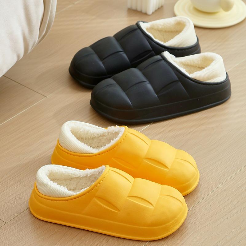Autumn and Winter Cotton Shoes Warm and Waterproof Home Petals Female Couple Thick-soled Bag and Outer Wear Velvet Thickened Confinement Slippers