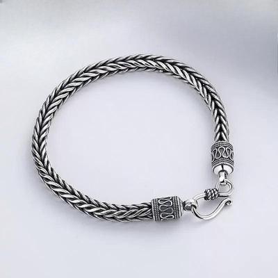 Retro Thai Silver Punk Dragon Bone Bracelet - Handmade Woven Design, European & American Style, Popular Best Seller.