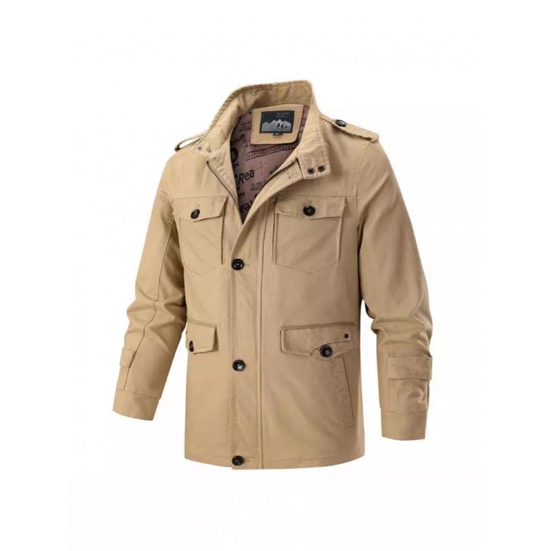 Spring and Autumn Men's Thermal Jacket Middle-aged and Young Cotton Casual Loose Jacket Zipper Flight Jacket