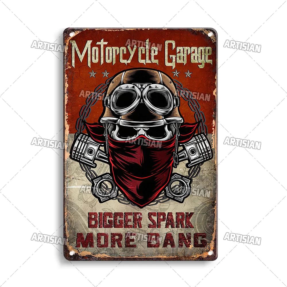 ARTISIAN Rusty Motorcycle Garage Wall Metal Tin Sign Vintage Decorative Plate Man Cave Metal Plaque Club Studio Industrial Decor