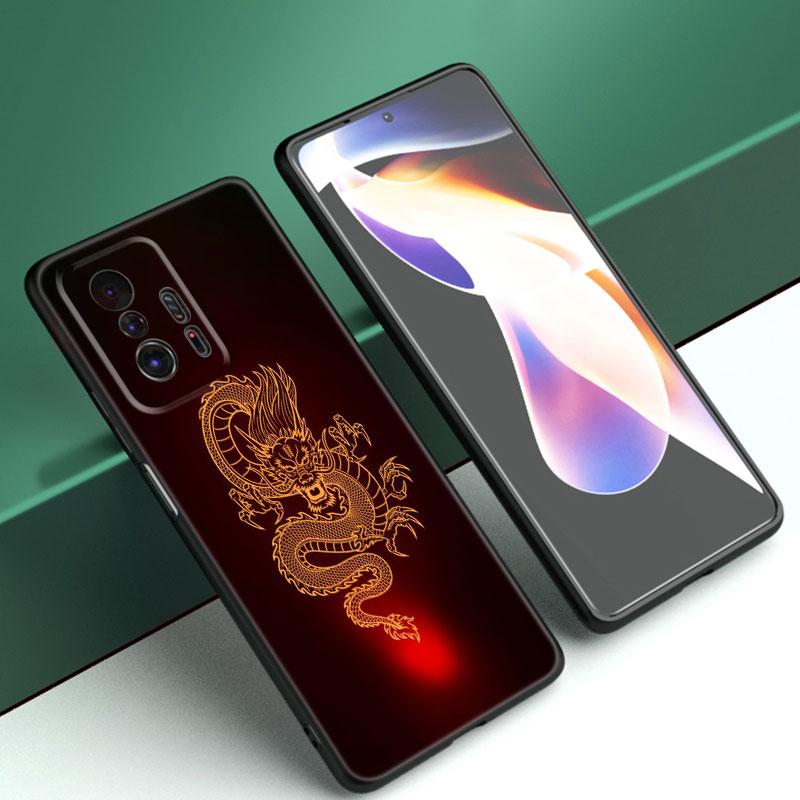 Blume Drachen Telefon Fall Für Xiaomi Mi A2 8 9 SE Hinweis 10 10T 11 12 Lite 9T 11T 12S 12T Pro A3 6X 12X Weiche TPU Schwarz Abdeckung