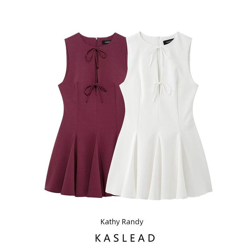 Kaslead New Arrival Women's Clothing Fashion Style Fashion Wave Wide Swing Bowknot Decoration Short Dress 4661316
