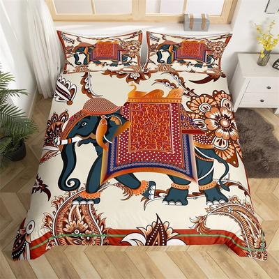 Copripiumino Tribale Etnico Elefante Set Biancheria da Letto Stile Esotico Copripiumino Mandala Fiore Paisley Boho Copripiumino in Poliestere