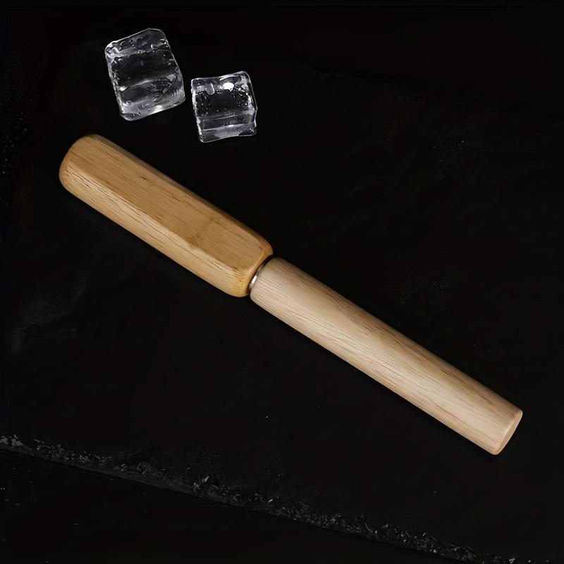 1PC Solid Wood Stainless Steel Long Ice Pick with Lid, Refrigerator Freezer Deicing Appliance, Single Fork Wooden Handle Ice Pick Ice Chisel Wine Set