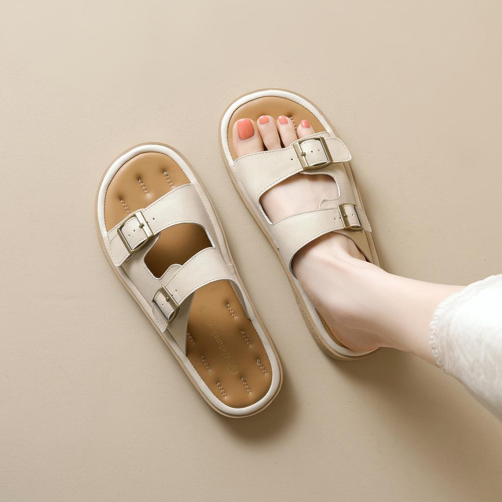 Round-toed Thick-soled Slippers One-strap Shoes Open-toe Sandals Summer
