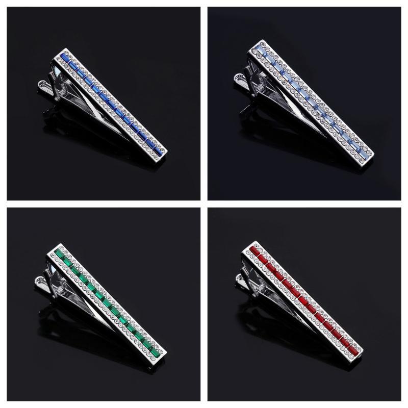 Classic Shiny Strip Zircon Tie Clip Cufflink Set Premium Alloy Fashion Retro for Groomsmen Anniversary Gifts