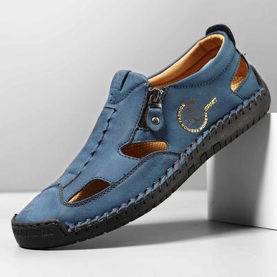 New Shoes for Men Summer Leather Sandals Comfortable Casual Shoes Breathable Soft Beach Shoes