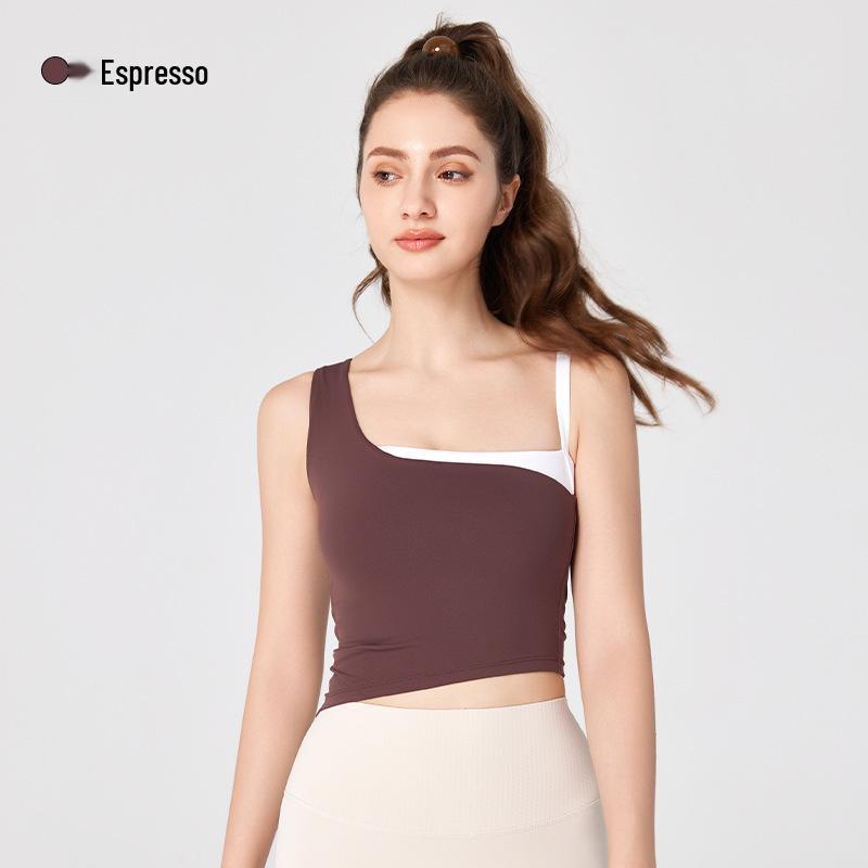 

NULS Pure Desire Contrast Color Irregular Sleeveless Yoga Vest for Women – Summer Sports Top XL