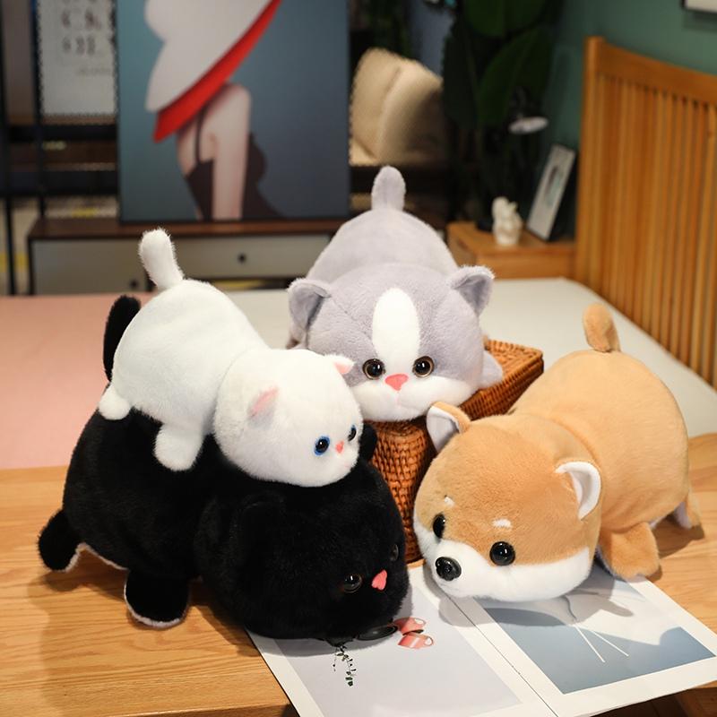 1Pc 30/40CM Cute Reversal Shiba Inu Cat Plush Toys Kawaii Flip over Pillow Stuffed Soft Dolls Lovely Dolls Birthday Gift