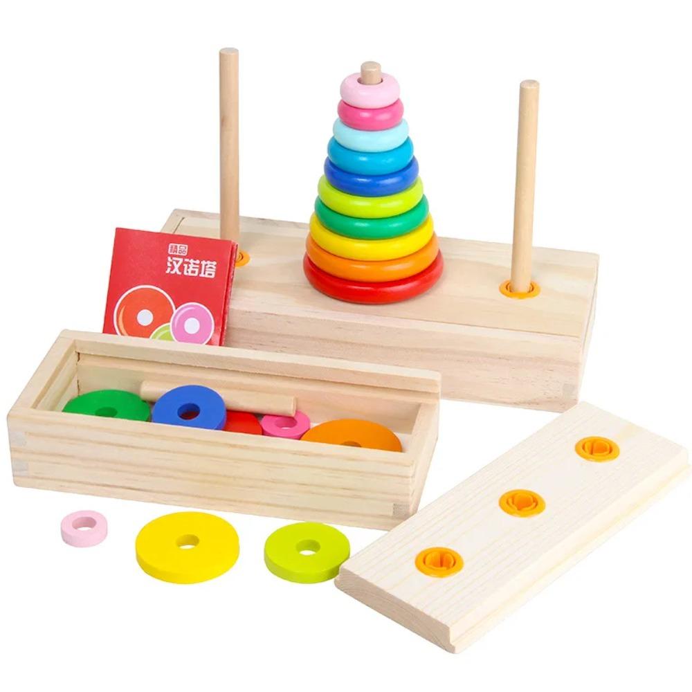 Childs Montessori  Wooden Puzzle Tower of Hanoi Early Education Toys Intelligence Logical Thinking Primary School Students Gifts