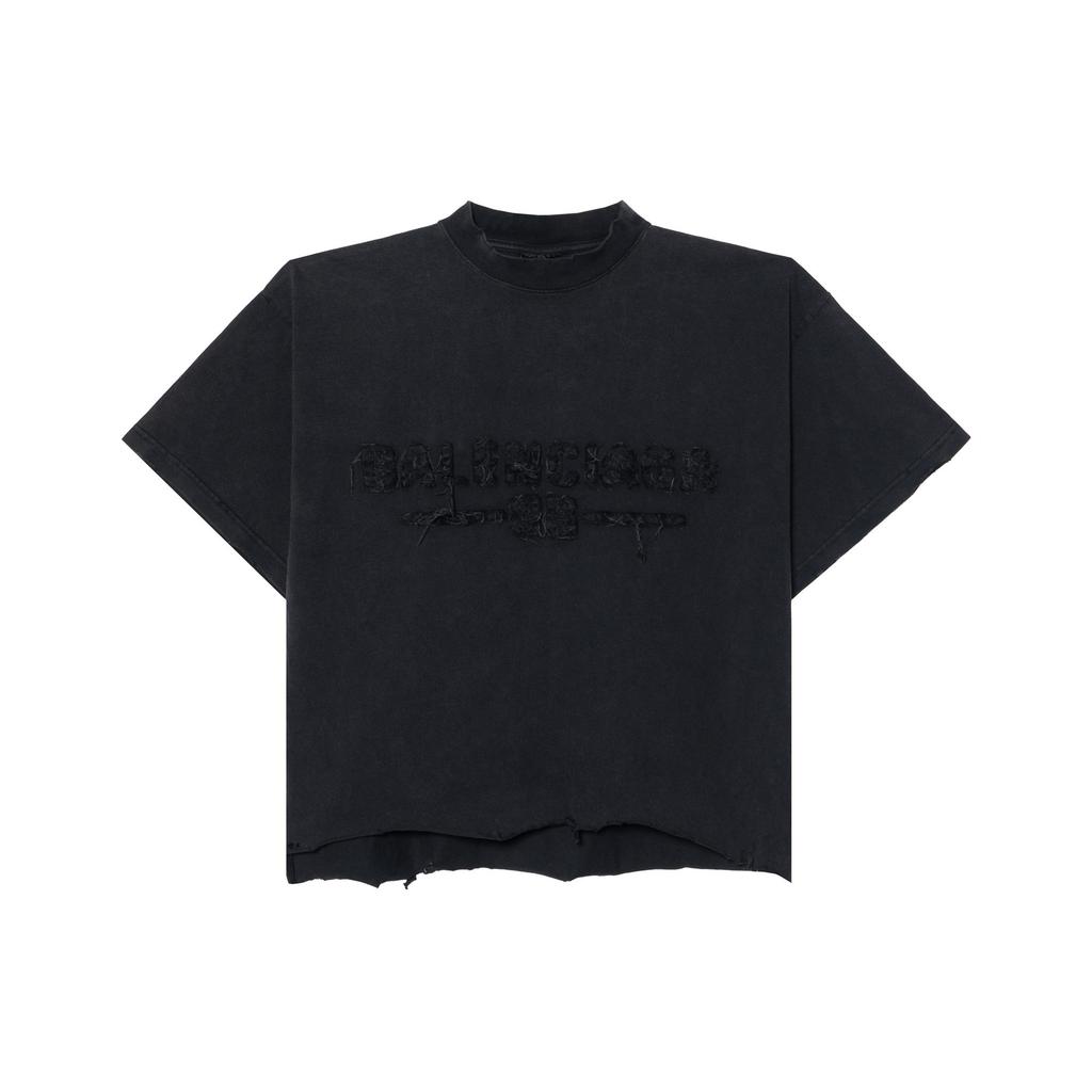 Balenciaga SS25 T Shirt Regular Fit Unisex Black 783399TSVA21041