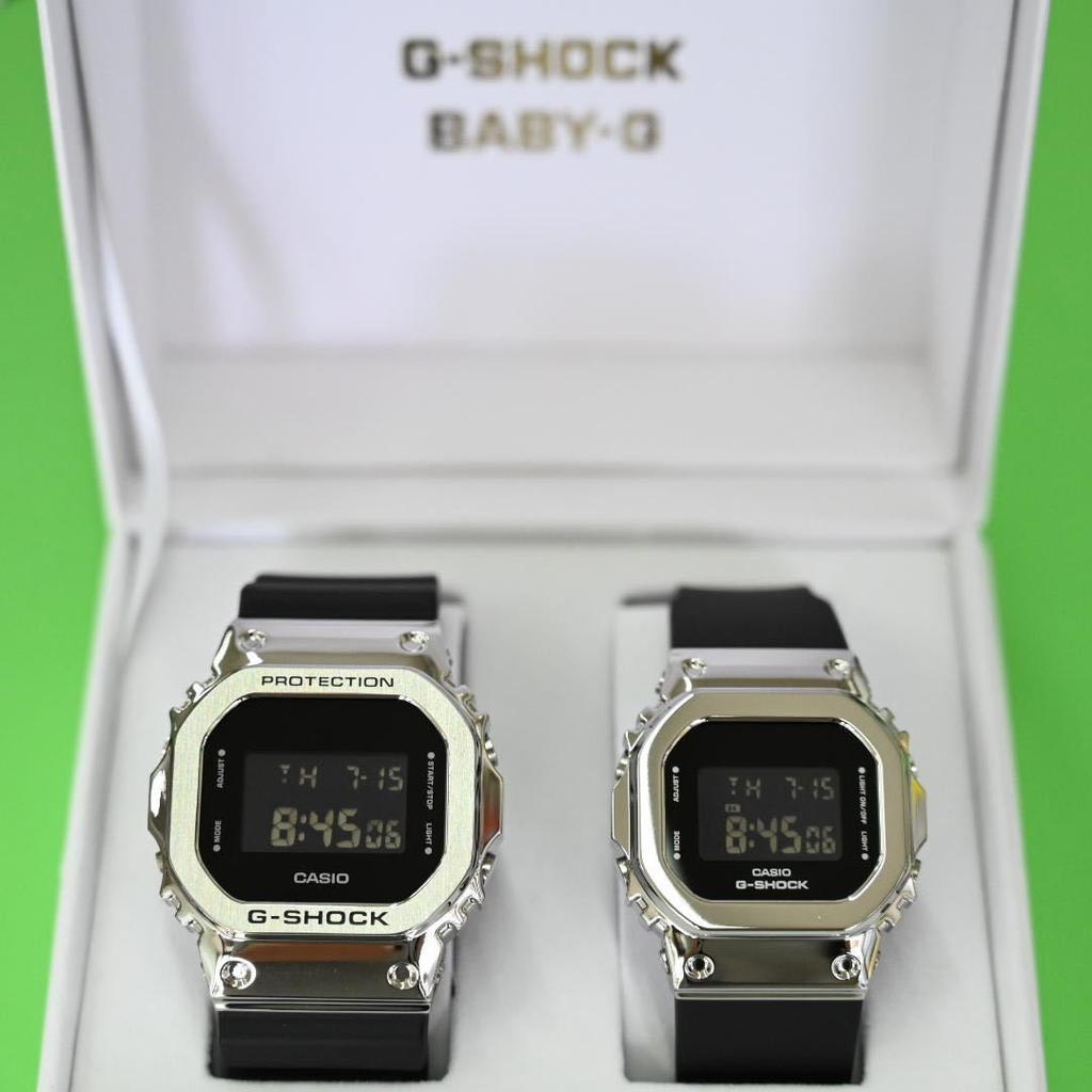CASIO Special Pair Watches Silver Metal 20 ATM Water Watches Offer G-SHOCK GM-5600U-1JF & GM-S5600U-1JF, Bezel, Digital, Resistant, Men's & Women's