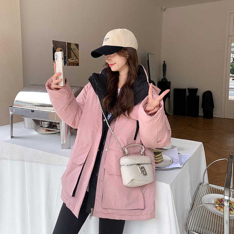 Winter large size loose oversize tooling cotton-padded jacket women's versatile hooded cotton-padded jacket student thickened jacket tide