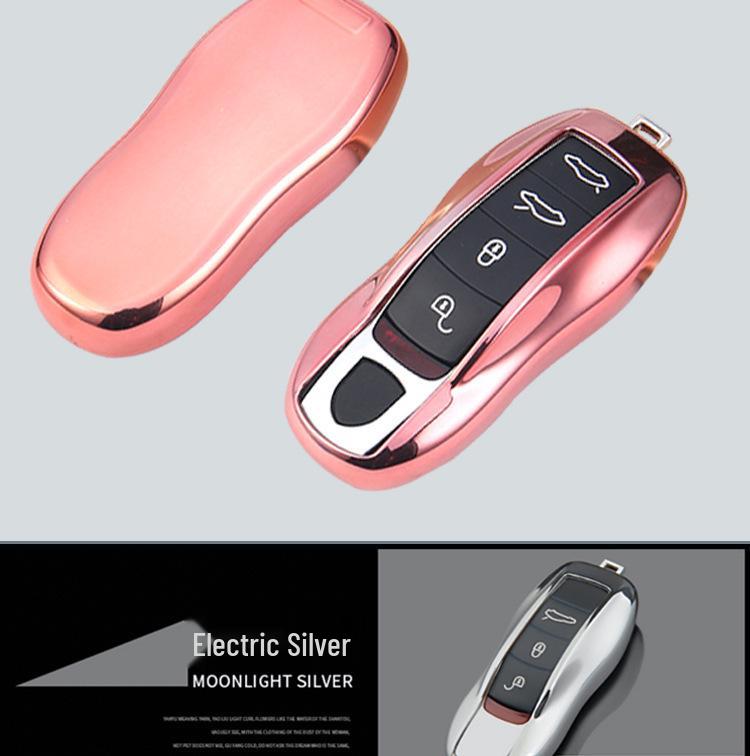 TPU Electroplated Soft Rubber Key Shell for Porsche Panamera/Macan