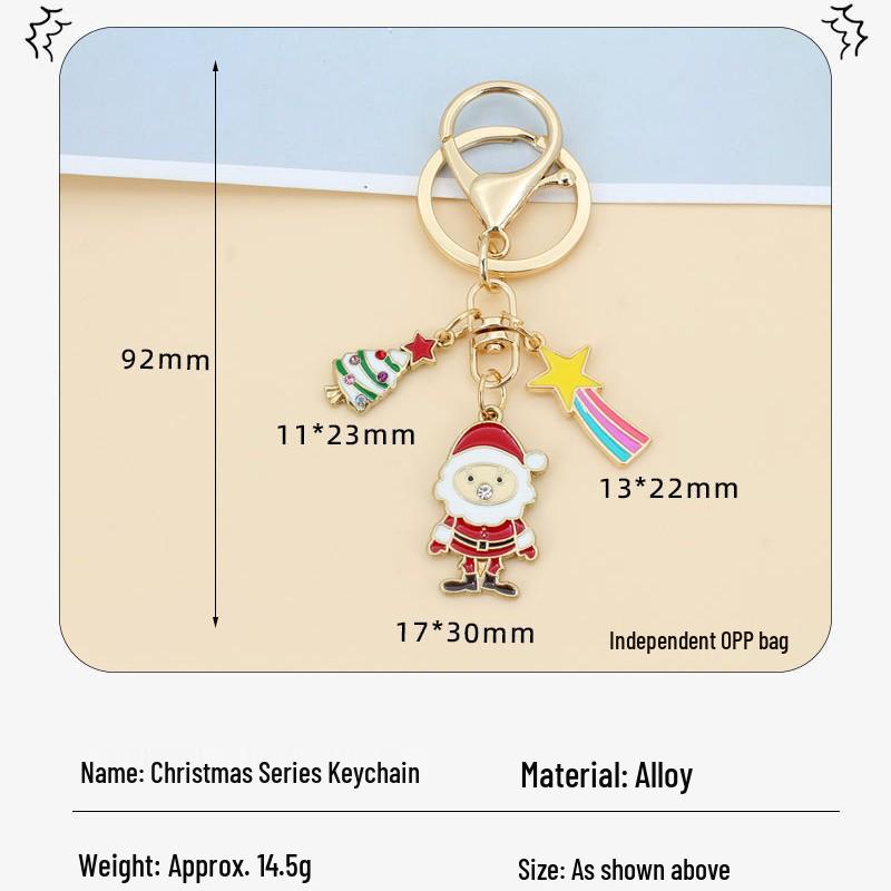 Santa Claus Snowflake Tree Keychain - Cute Cartoon Bag Charm for European & American Holiday Decoration, Small Gift Idea