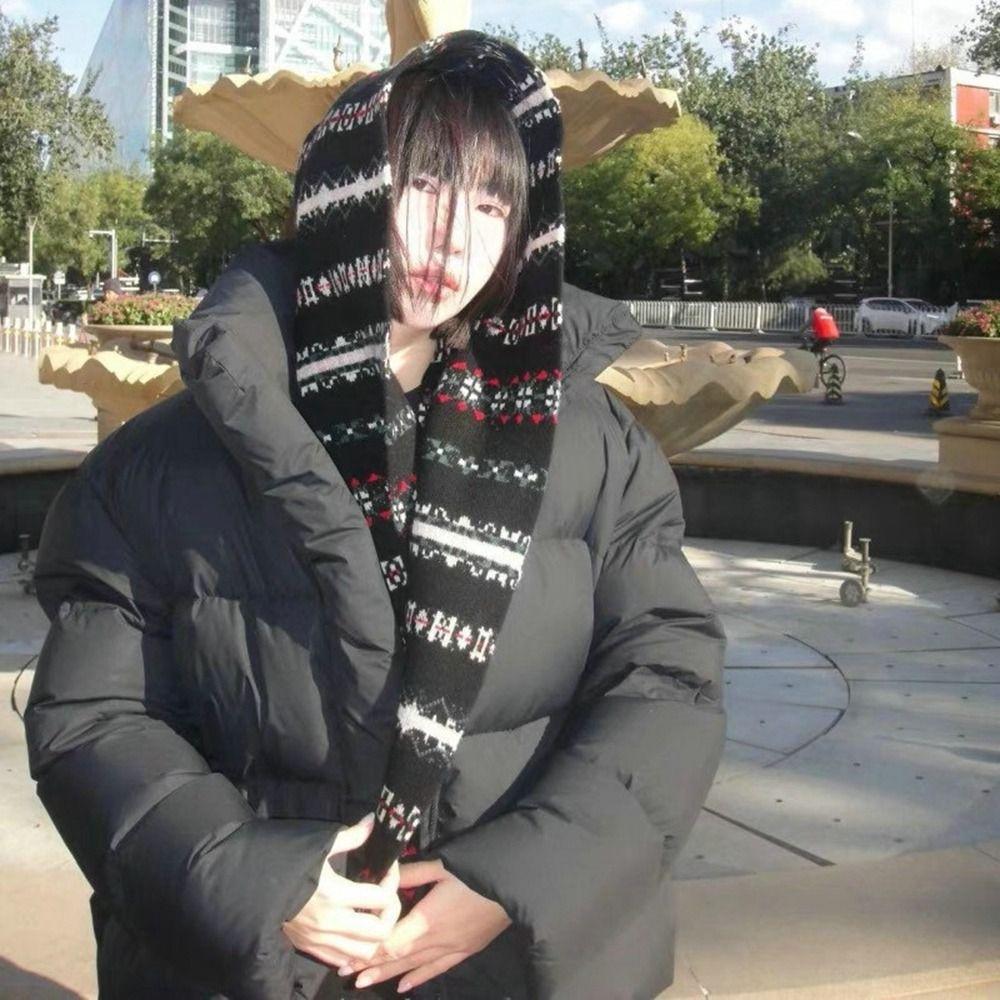 Cashmere Knitted Scarves Printed Wool Shawl Elegant Island Style Jacquard Scarf  Women/Men