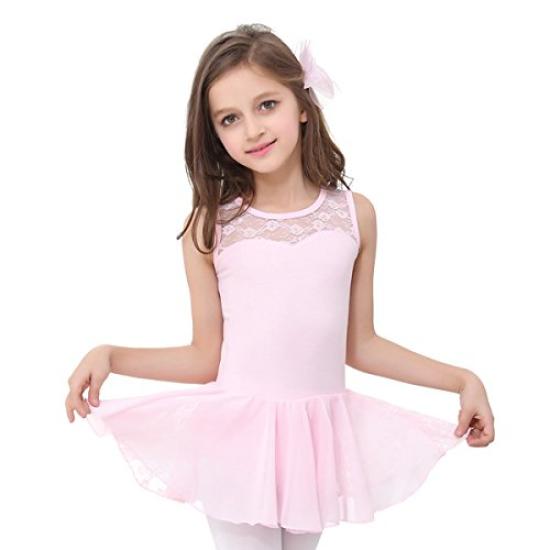 

Manana ma1 Шелковистый балетный купальник для детей и юниоров с кружевной юбкой и застежками Размер (Розовый, 130) розовый