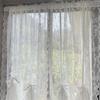 White Lace Voile Curtains with Florals Embroidery Pulling Curtain for Bedroom and Living Room 150cm