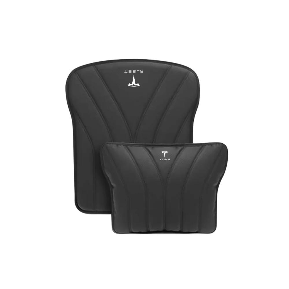Car Sticker 2025 Hot Car Seat Pillows Lumbar Backrest Cushion Leather Seat Pads for Tesla Model 3 Y S X Roadster Juguete SpaceX