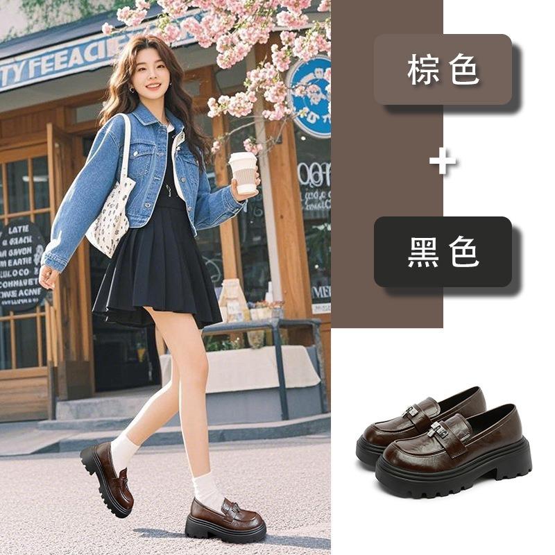 Foam bottom sheepskin pad women's autumn and winter new thick-soled leather single shoes versatile small leather shoes