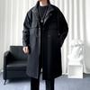 Trench da Uomo Autunnale a Colore Unito Stile Hong Kong Cappotto Lungo da Uomo Giacca a Vento Lunga Coreana da Uomo Cappotto Casual da Lavoro da Uomo