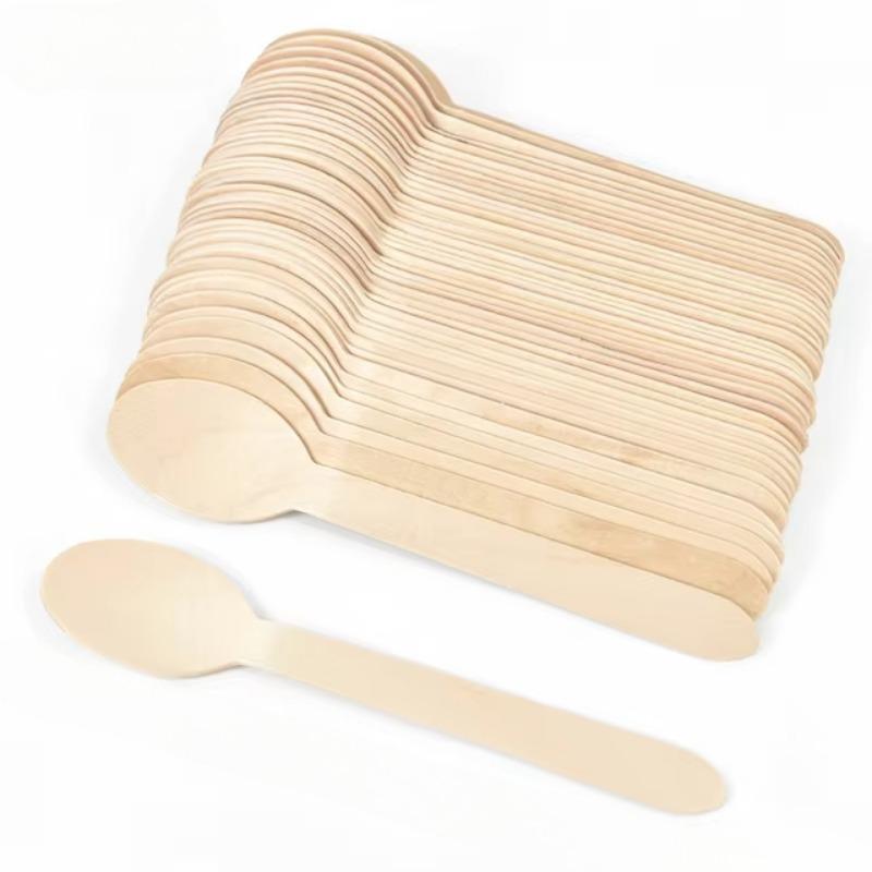 50/100 KS Jednorázový dřevěný nůž Vidlička Lžíce Party Restaurace Venkovní piknik Fast Food Dort Dezert Biologicky rozložitelné nádobí Set