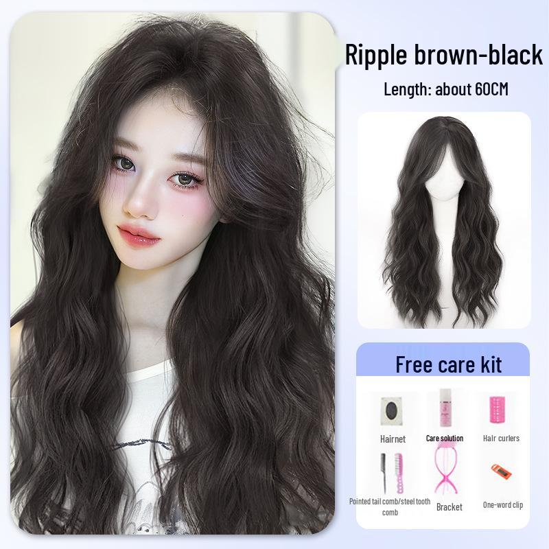 Women's Long Wavy Wig - Natural Fall/Winter Look, Middle Part, Full Coverage