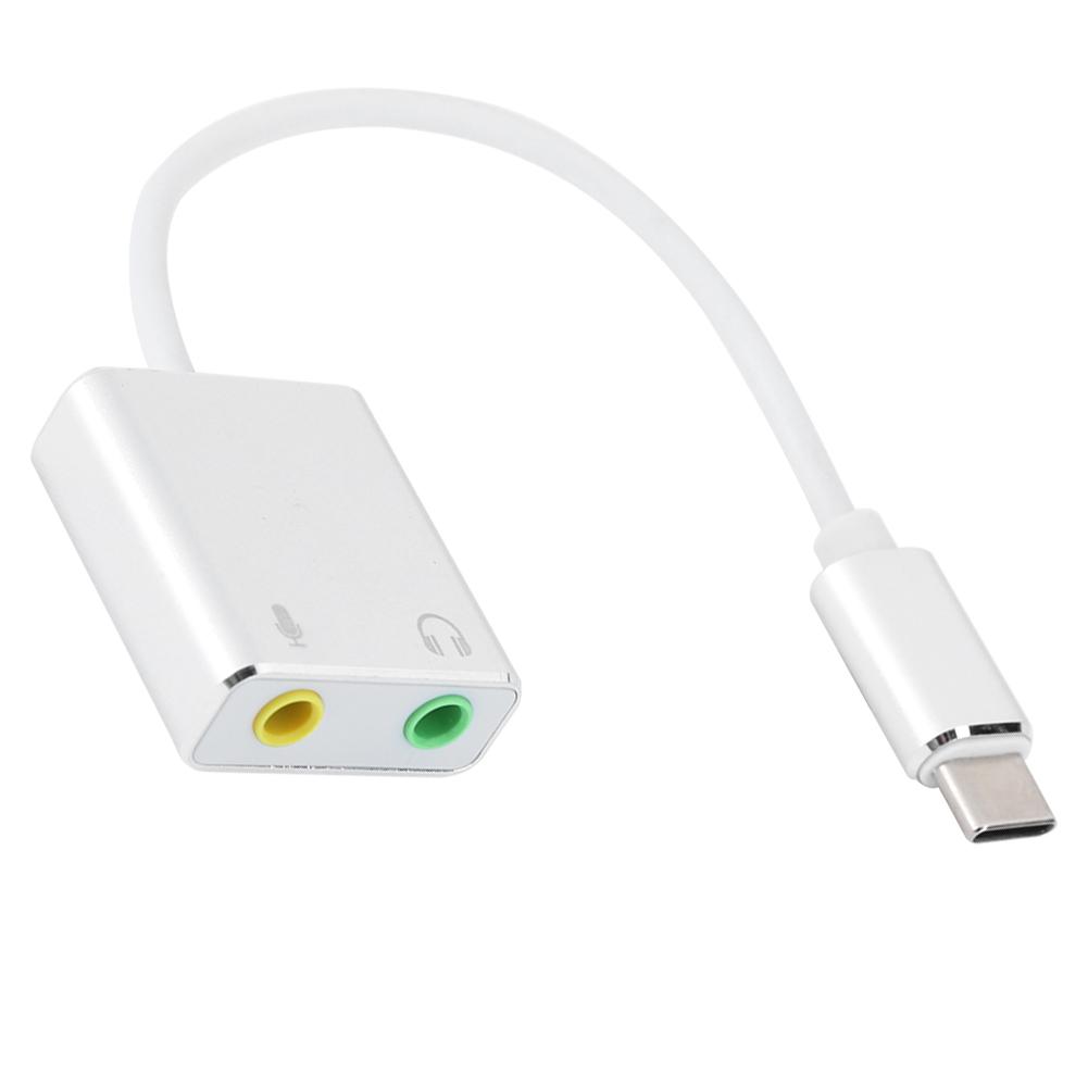 Aluminum Alloy TYPEC 7.1 External No Drive Stereo Sound Card Audio Adapter