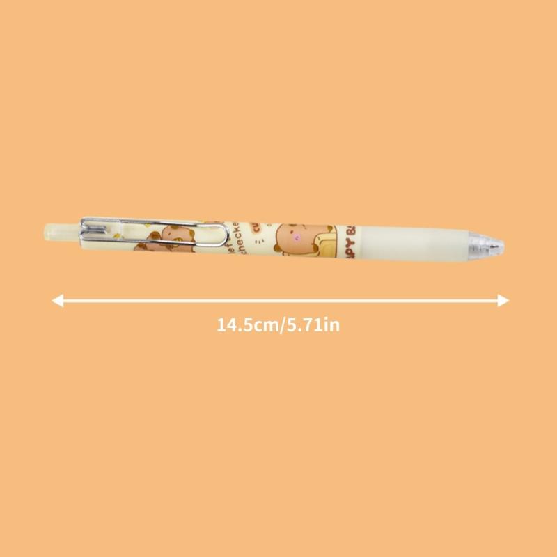 4PCS Cartoon Gel Inks Pen Retractable Gel Pen with Metal Clip Ergonomic Grip 0.5MM Tip Black Inks for Office School