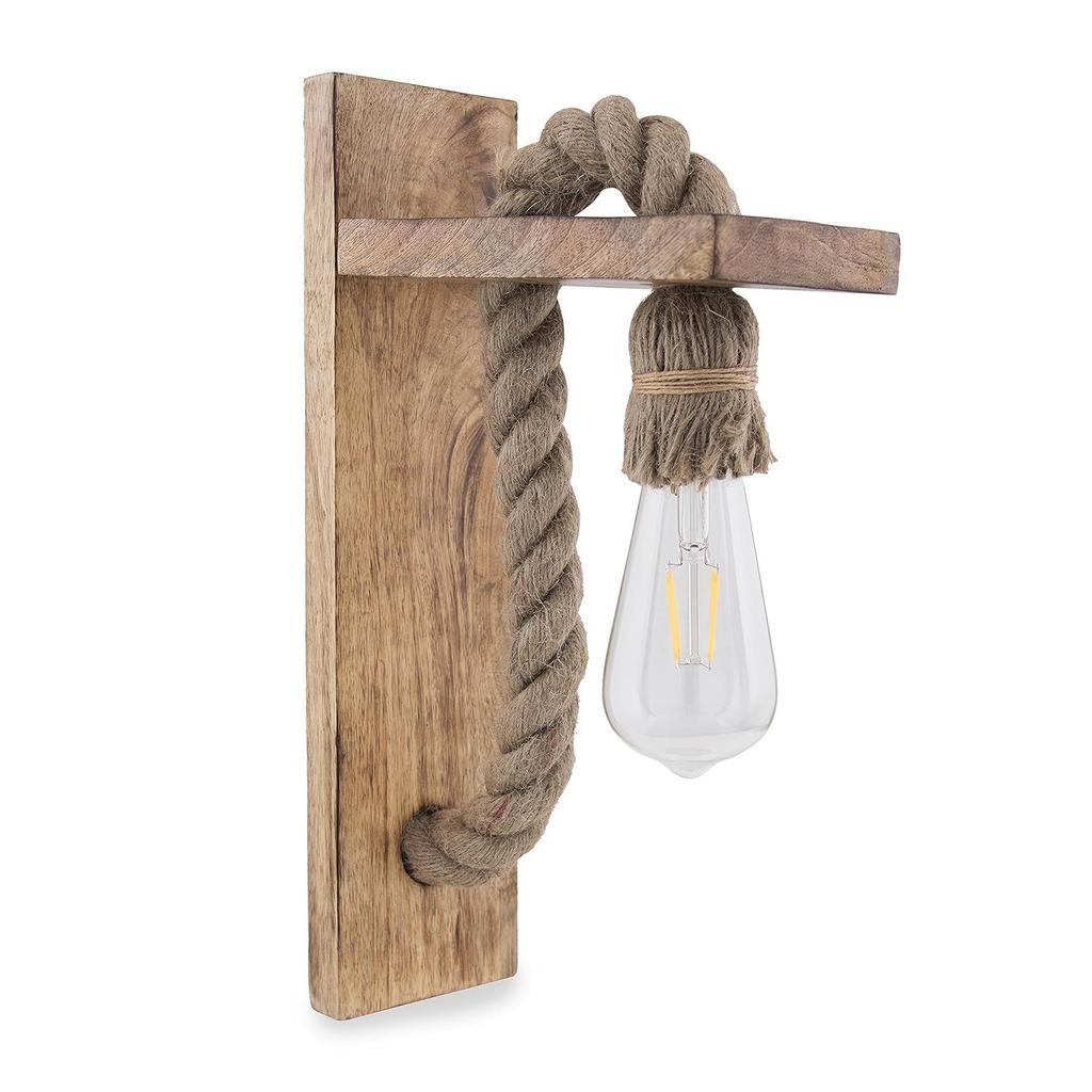Wandlampen aus Holzseil, Heimdekoartikel Vintage Wandbehang Antike Dekorative Ausgefallene Leuchte für Wand Zuhause, Wohnzimmer, Wanddeko | 1er-Pack