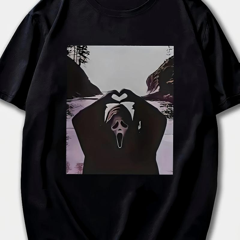 

Women s Graphic Print T-Shirt Sleeve Crew Neck Casual with Heart Gesture Design Summer Sleeved Harajuku Streetwear Tops Tees XS чёрный