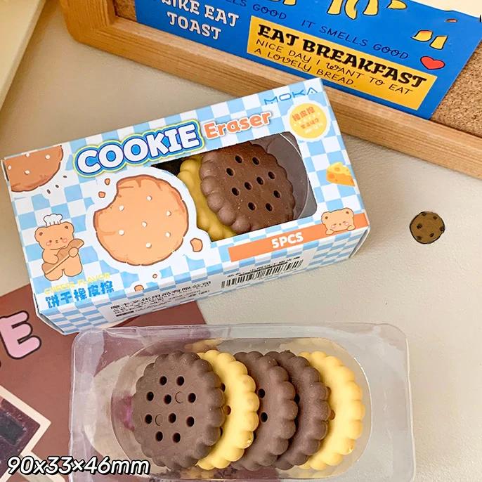 JIANWU Cartoon Simulated Chocolate Biscuit Toast Shaped Eraser Set Creative DIY Journal Student Supplies Stationery