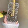 For iPhone 16 15 Pro Max Case White Big Love Heart Clear Phone Cases For iPhone 14 13 12 11 XS XR 7 8 Plus Wallet Card Bag Cover