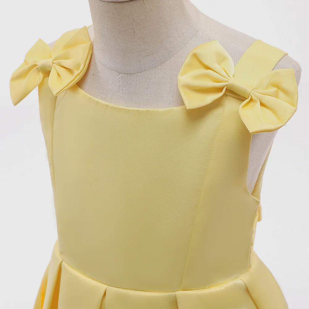 European & American Style Satin Princess Dress for Girls - Children's Day Catwalk & Piano Performance Outfit