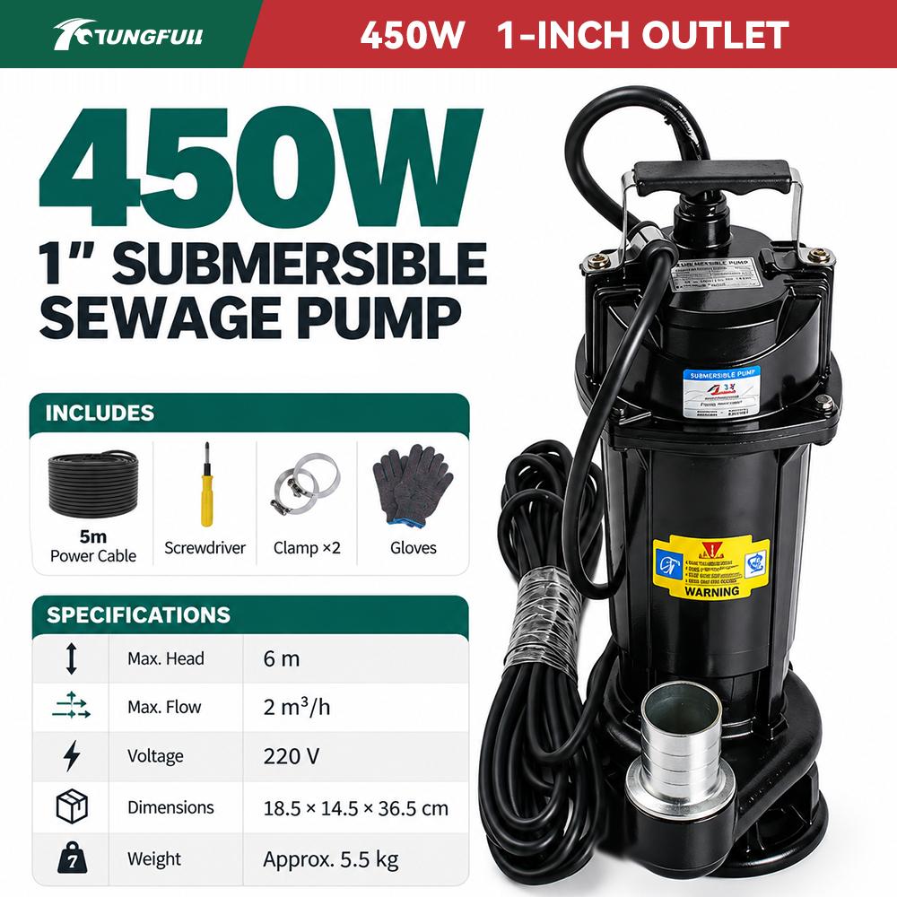Household Farm Submersible Cutting Sewage Pump Portable Dirty Water Pump For Pond Cleaning Septic Tank Waste Drain Work