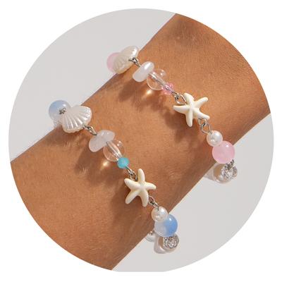 Accessories, Ocean Starfish Fringed Bracelet, Simple Ins Pastoral Shell Beach Beaded Jewelry