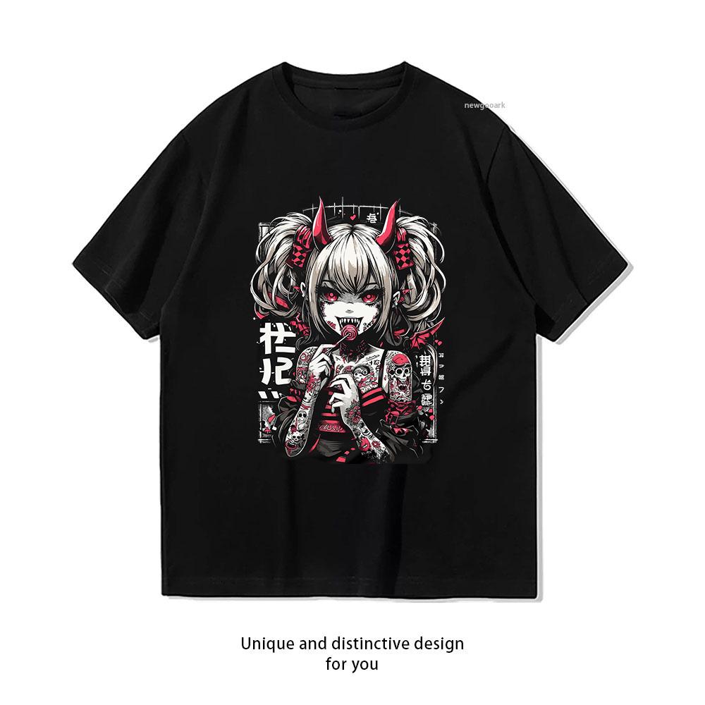 Anime Girl Kawaii Manga Japanese Streetwear Shirt Woman Man Summer Cotton Graphic T Shirts Adult Oneck Tops Shortsleev S3XL