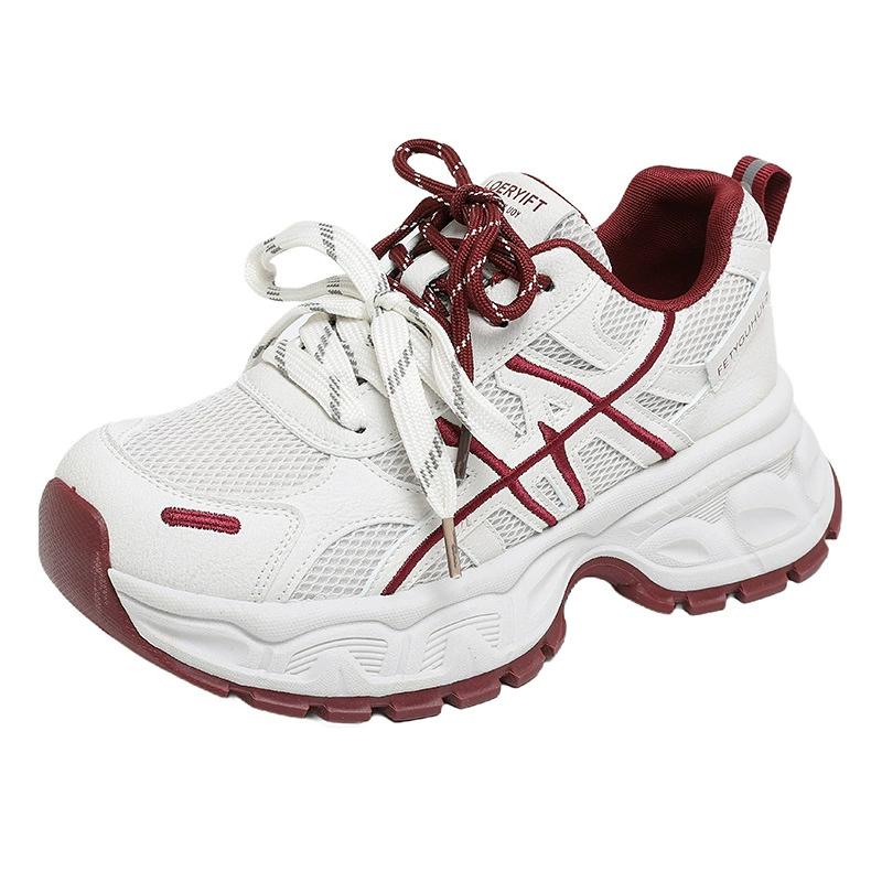 Women s White & Red Chunky Sneakers Breathable Mesh Platform Shoes 40 красный