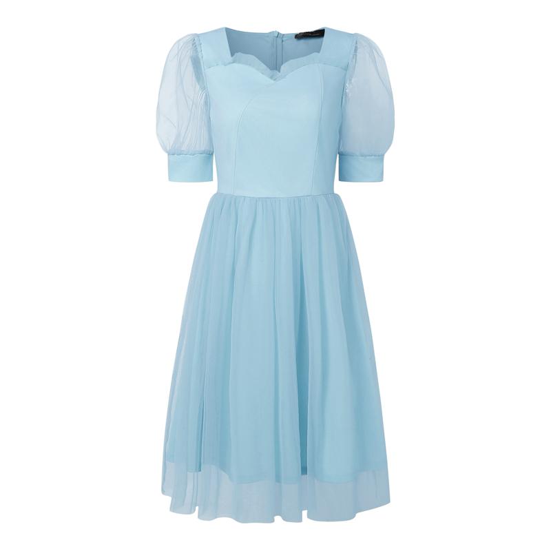 ZANZEA Womens Summer Casual Mesh Splice Short Sleeve Elegant Dress