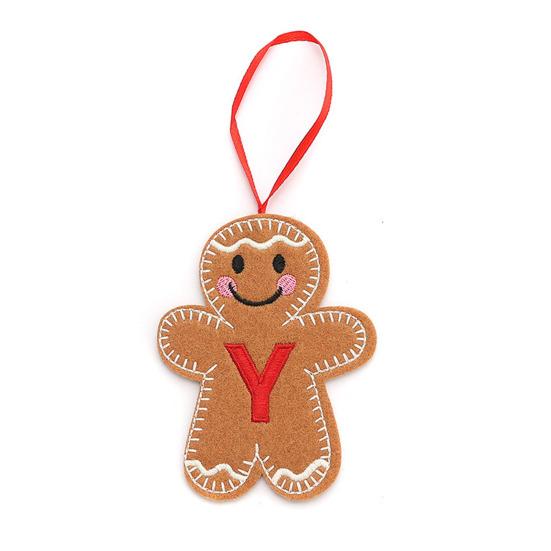 Gingerbread Man Ornaments Initial Alphabet Monogram Gingerbread Hanging Ornament Family Name Letter Xmas Tree Decor