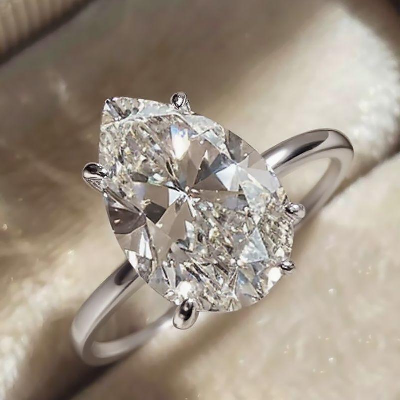 925 Zilver 1-8CT Zircon Prachtige Glanzende Ovalen Steen Ring Voor Vrouwen Verloving Bruiloft Luxe Hoge Kwaliteit Fijne Sieraden