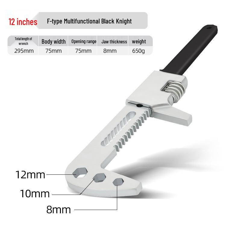 Large Opening Adjustable F-Type Multi-Function Right Angle Pipe Wrench Tool